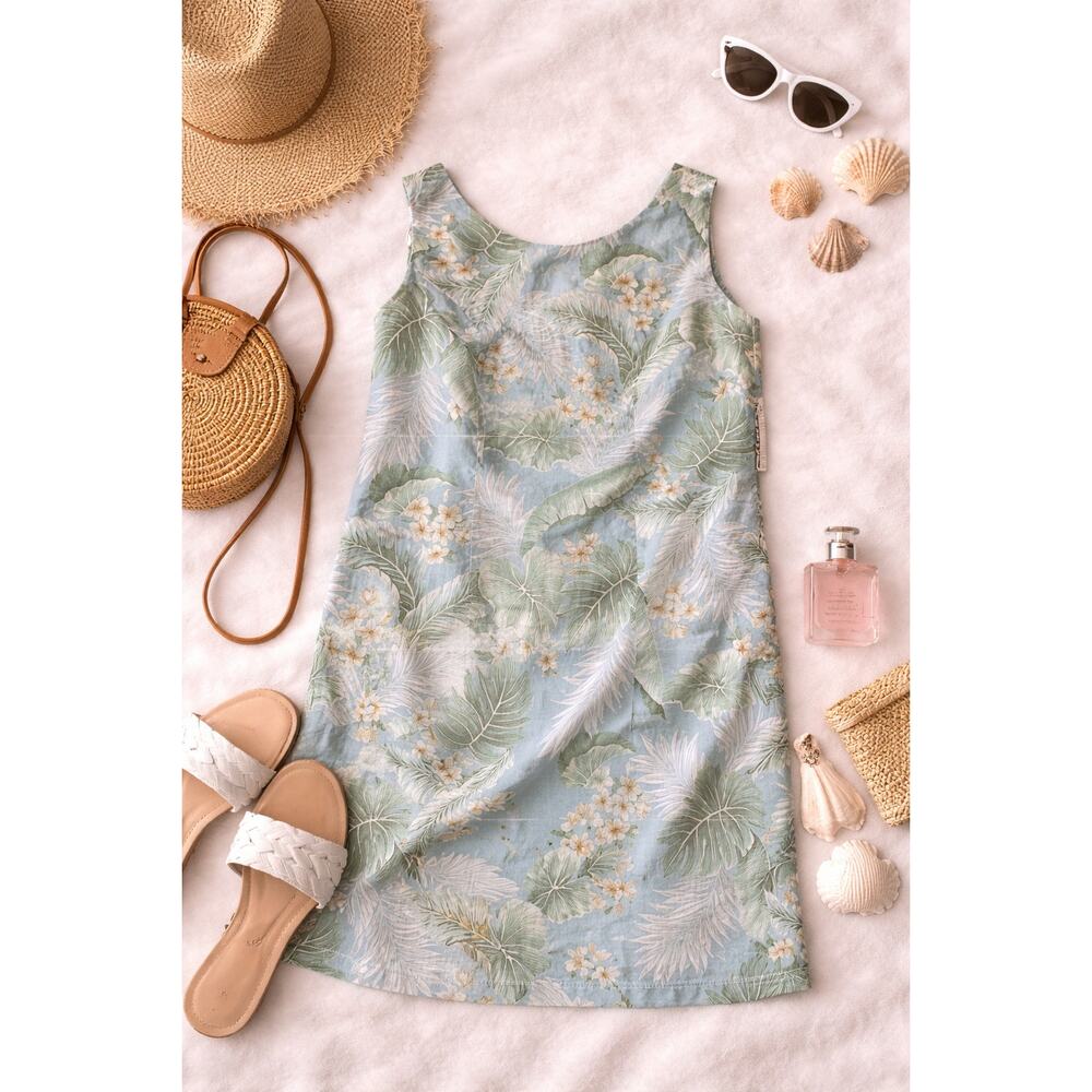 NWT Aloha Republic Vintage Women's Tropical Tank Dress Sleeveless Blue Green 2XL